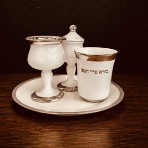 סט הבדלה מהודר מקרמיקה כסף