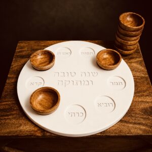 צלחת ראש השנה לבן בטון